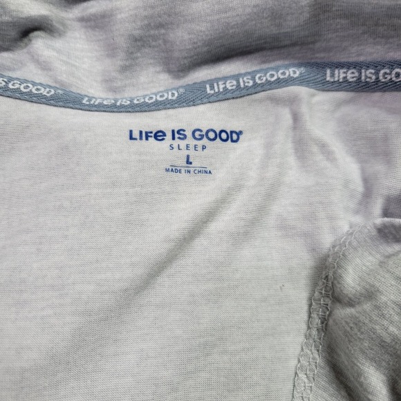 Life Is Good Pajama Top Womens Large Gray Button Front Short Sleeve Sleepwear - Picture 2 of 8